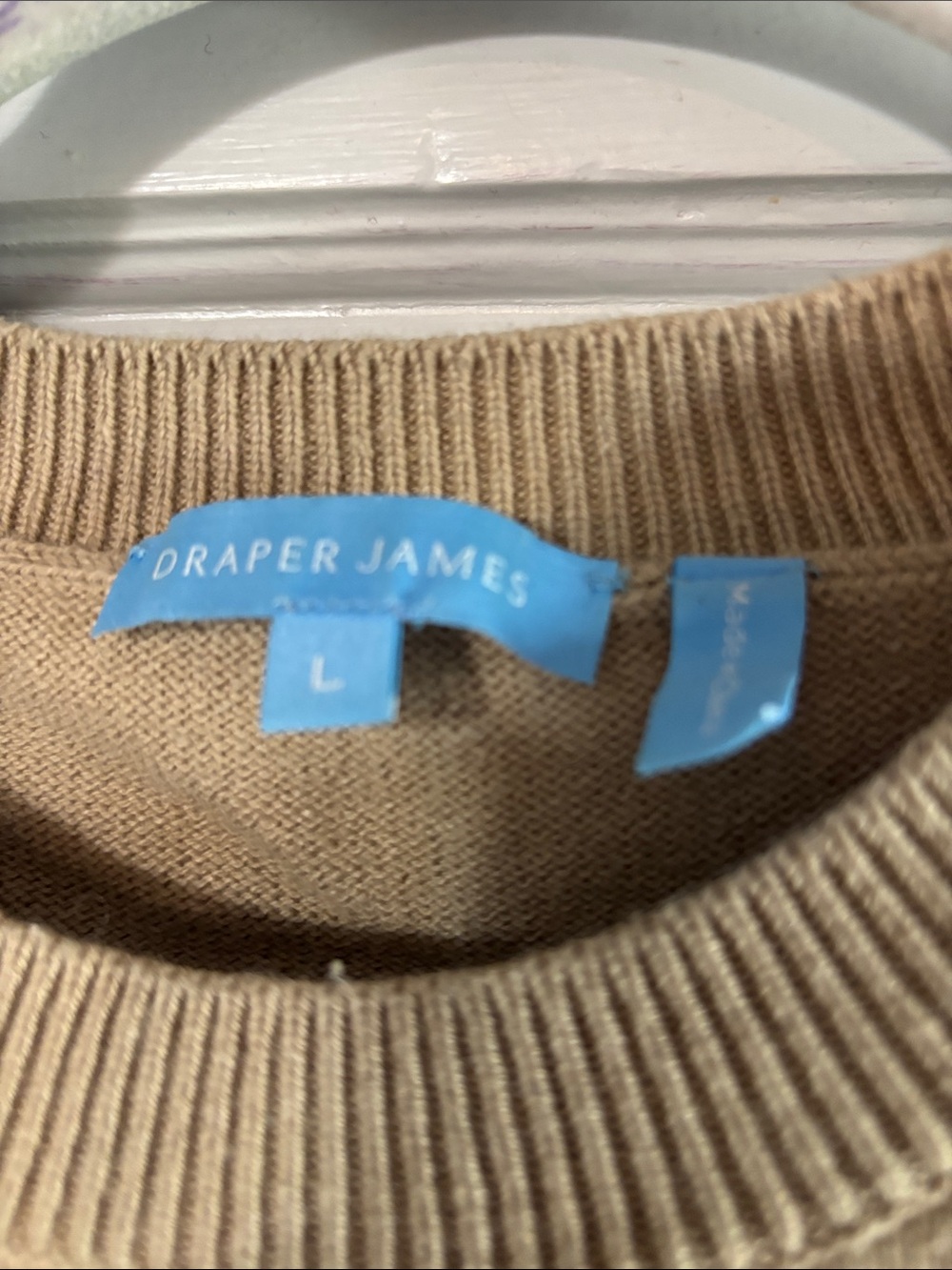 Draper James Tan Crewneck Sweater with White & Yellow Daffodil Embroidery - Picture 2 of 2